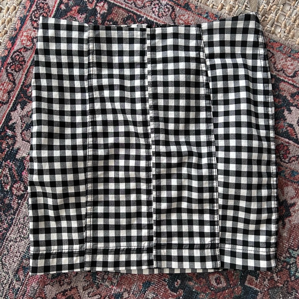 Free People Black and White Gingham Mini Skirt